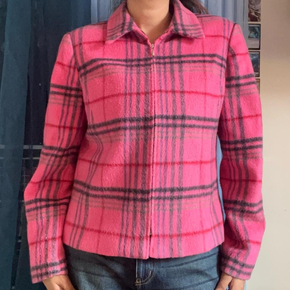 LEGALLY BLONDE Pink Plaid Wool-Blend Jacket - Picture 3 of 7